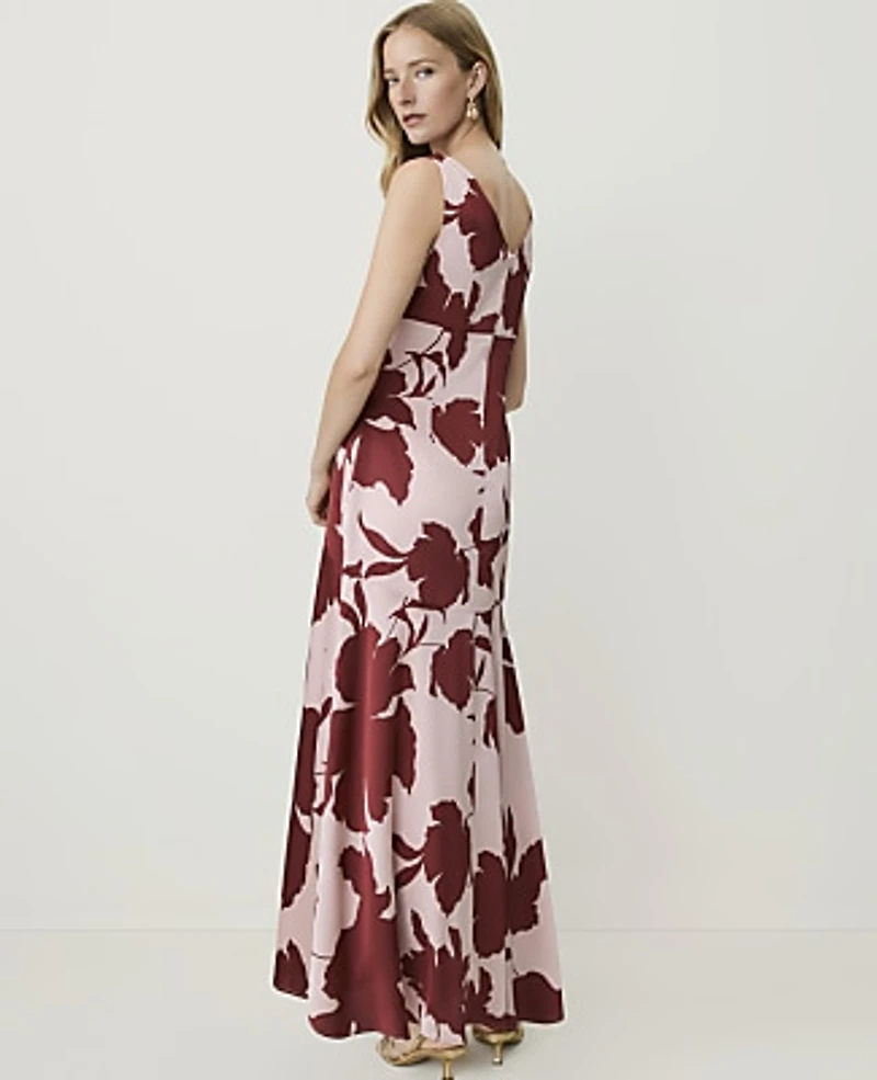 Ann Taylor Petite Floral Cowl Neck Midi Dress Opal Blush Women's