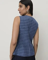 Ann Taylor The Petite Cutaway Vest Tweed Double Blue Women's