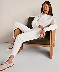 Ann Taylor Haven Well Within Soft-Brushed Fleece Pleated Crewneck Ivory Women's