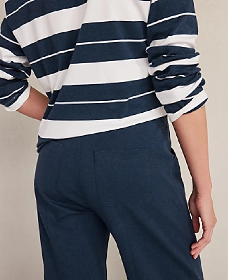 Ann Taylor Haven Well Within Organic Cotton Interlock Barrel Leg Pants Twilight Blue Heather Women's