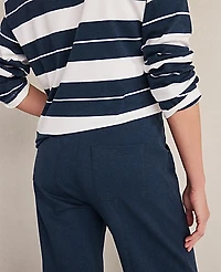 Ann Taylor Haven Well Within Organic Cotton Interlock Barrel Leg Pants Twilight Blue Heather Women's