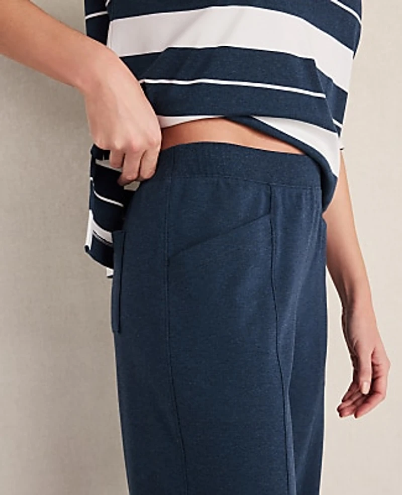 Ann Taylor Haven Well Within Organic Cotton Interlock Barrel Leg Pants Twilight Blue Heather Women's