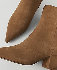 Ann Taylor Suede Tapered Heel Bootie Coffee Bean Women's