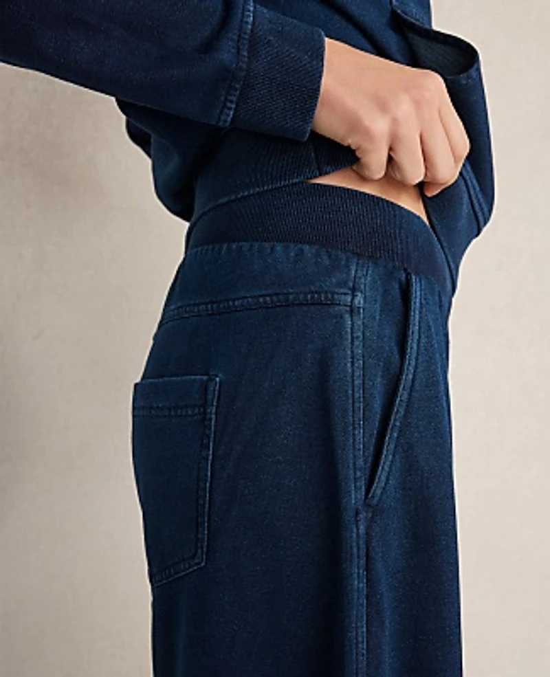Ann Taylor Haven Well Within Indigo Cotton Terry Wide Leg Pants Size Small Dark Indigo Women's