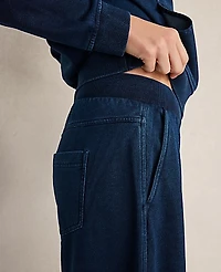 Ann Taylor Haven Well Within Indigo Cotton Terry Wide Leg Pants Size Small Dark Indigo Women's