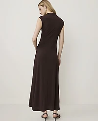 Ann Taylor Petite Mock Neck Midi Dress French Mocha Women's