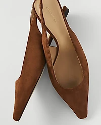 Ann Taylor Suede Slingback Flat Chestnut Brown Women's