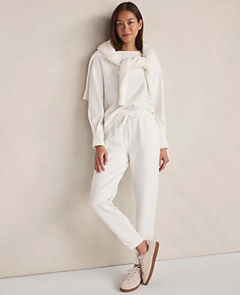 Ann Taylor Haven Well Within Soft-Brushed Fleece Joggers Ivory Women's