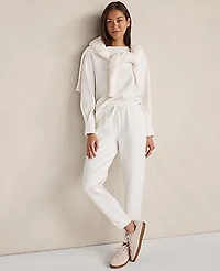 Ann Taylor Haven Well Within Soft-Brushed Fleece Joggers Ivory Women's