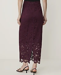 Ann Taylor Petite Column Lace Midi Skirt Poised Plum Women's