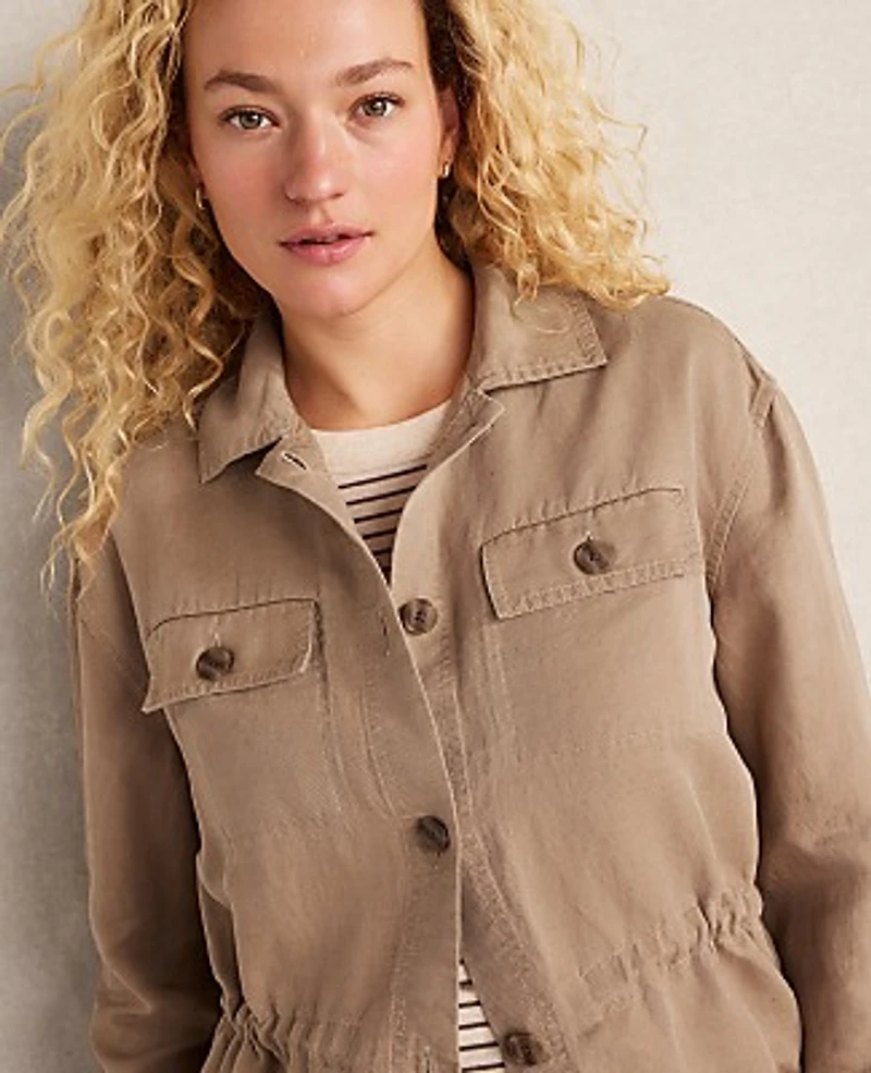 Ann Taylor Haven Well Within Linen Blend Dobby Jacket Neutral Women's