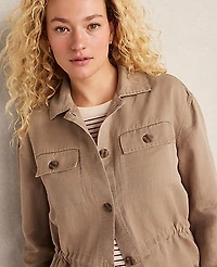 Ann Taylor Haven Well Within Linen Blend Dobby Jacket Neutral Women's