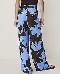 Ann Taylor The Petite Floral Pleated Wide-Leg Pant Light Blue B Women's
