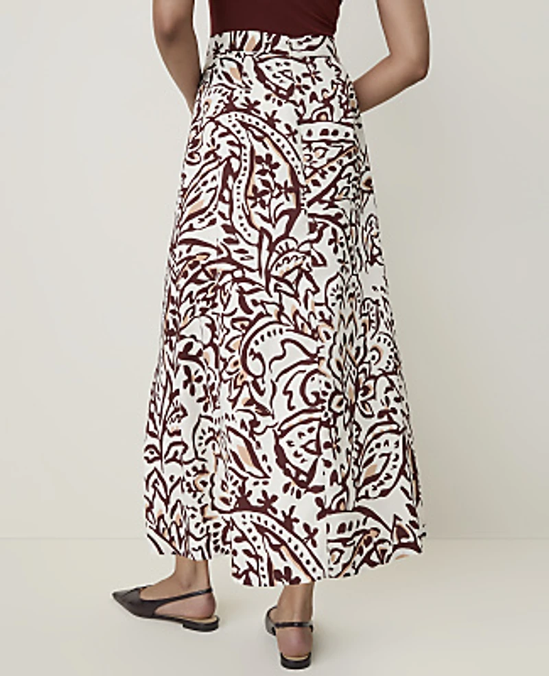 Ann Taylor Petite Paisley Maxi Skirt Satin Popcorn B Women's