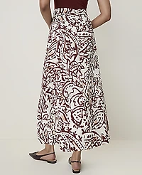 Ann Taylor Petite Paisley Maxi Skirt Satin Popcorn B Women's