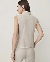 Ann Taylor Petite Houndstooth Tailored Vest Tan Texture Women's