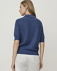 Ann Taylor Weekend Textured Henley Sweater Ink Blue Women's