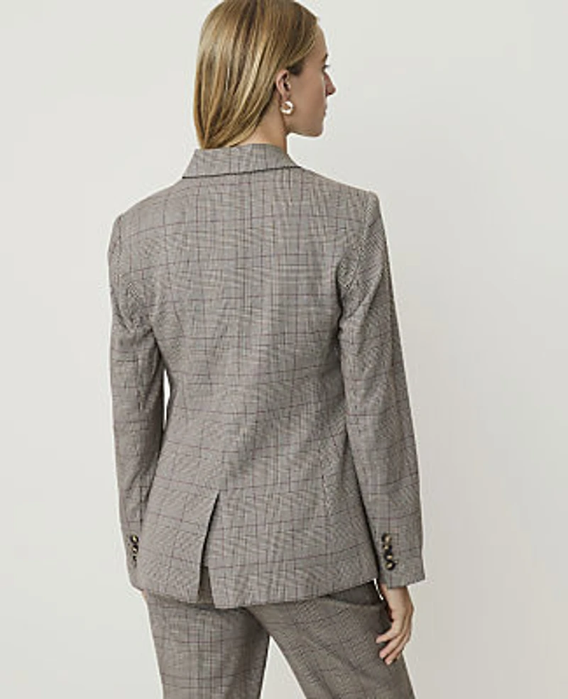 Ann Taylor The Petite Plaid Single Button Blazer Multi Women's
