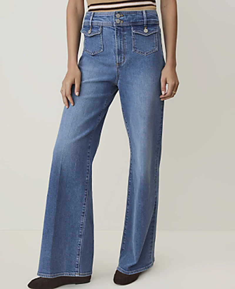 Ann Taylor Petite Weekend Denim Trouser Luxe Medium Wash Women's