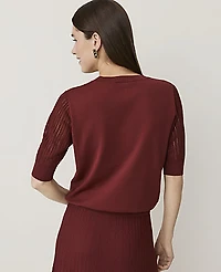 Ann Taylor Petite Pointelle Sleeve Sweater T-Shirt Women's