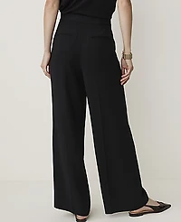 Ann Taylor The Tall Side Zip Wide-Leg Pant Fluid Crepe Black Women's
