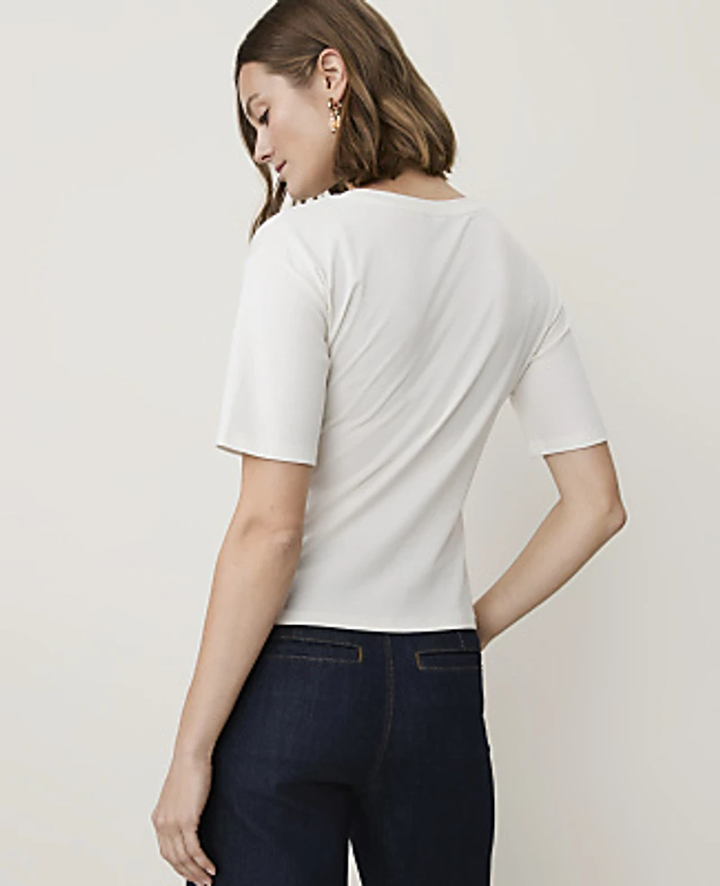 Ann Taylor Petite Tie Waist T-Shirt Winter White Women's