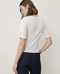 Ann Taylor Petite Tie Waist T-Shirt Winter White Women's