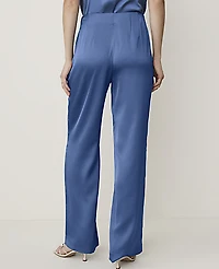 Ann Taylor The Petite Side Zip Straight Pant Satin Ocean Oasis Women's