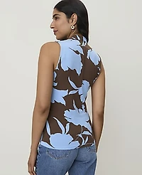 Ann Taylor Floral Sleeveless V-Neck Top Light Blue B Women's