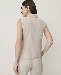 Ann Taylor Houndstooth Tailored Vest Tan Texture Women's