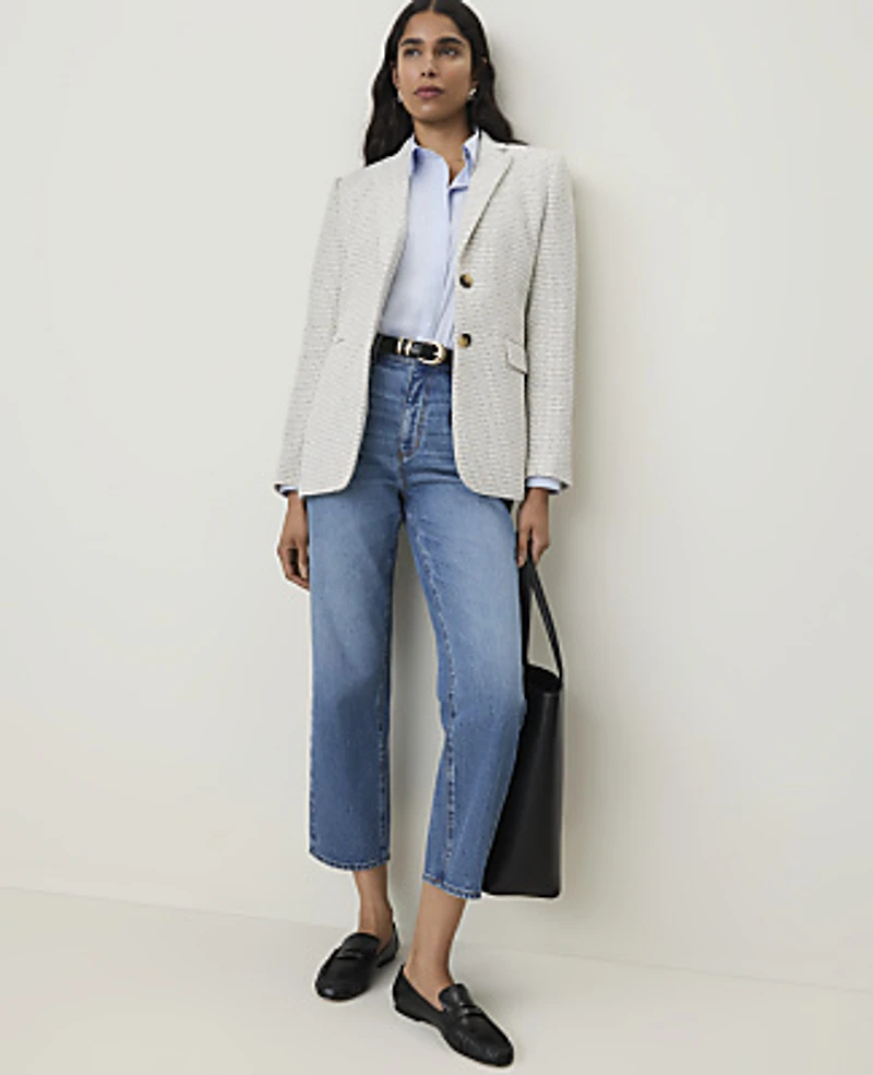Ann Taylor The Petite Greenwich Blazer Tweed Light Women's