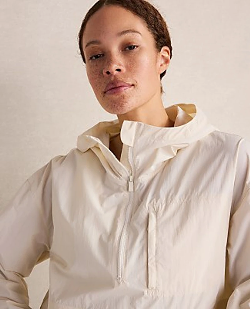 Ann Taylor Haven Well Within Crinkle Nylon Half-Zip Hooded Jacket Sandstone Women's
