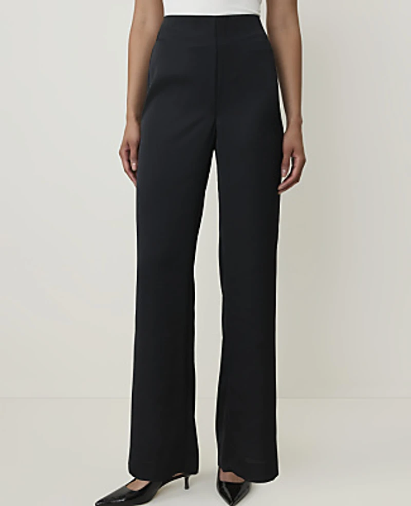 Ann Taylor The Petite Side Zip Pant Satin Black Women's