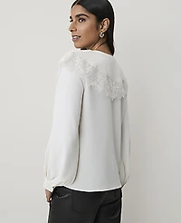 Ann Taylor Lace Cape Collar Blouse Winter White Women's