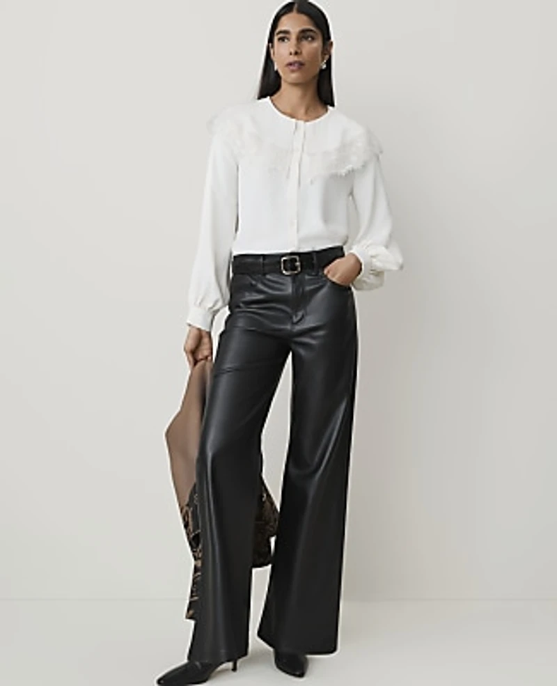 Ann Taylor Lace Cape Collar Blouse Winter White Women's