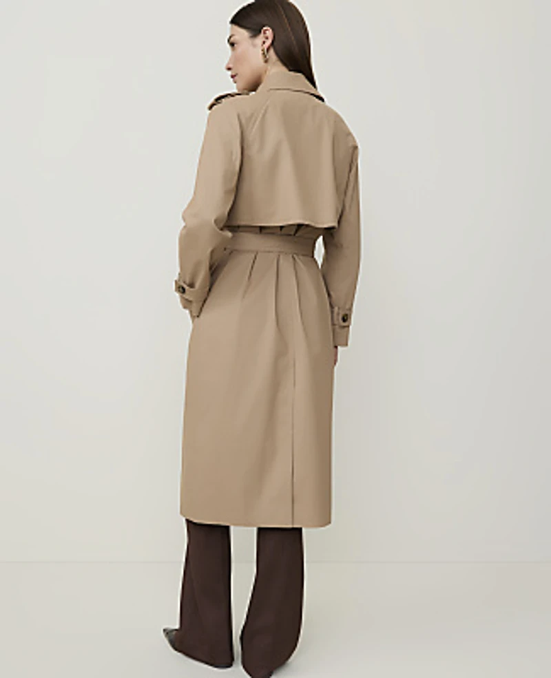 Ann Taylor The Petite Long Belted Trench Coat Cashew Crunch Women's