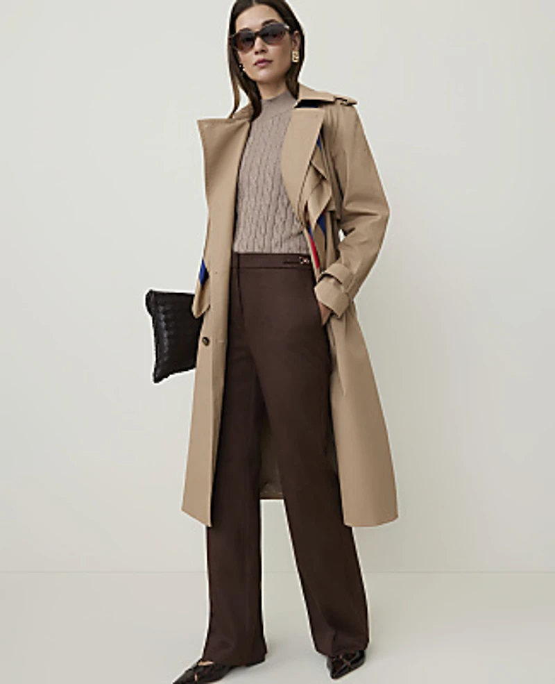 Ann Taylor The Petite Long Belted Trench Coat Cashew Crunch Women's