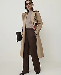 Ann Taylor The Petite Long Belted Trench Coat Cashew Crunch Women's