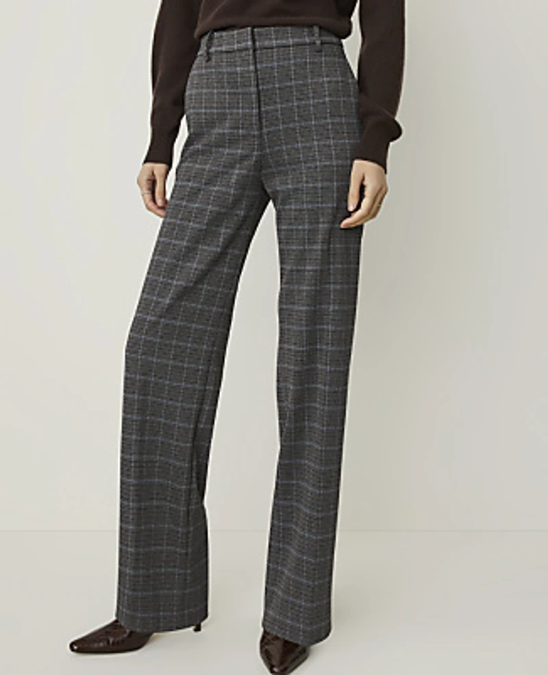 Ann Taylor The Plaid Straight Pant Multi Brown With Blue Women's
