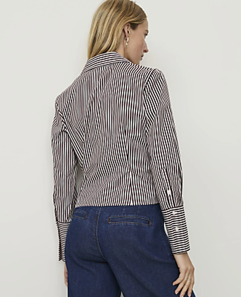Ann Taylor Striped Wrap Blouse Purest Plum Women's