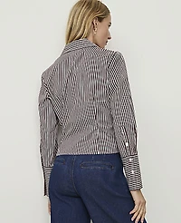 Ann Taylor Striped Wrap Blouse Purest Plum Women's