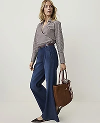 Ann Taylor Striped Wrap Blouse Purest Plum Women's