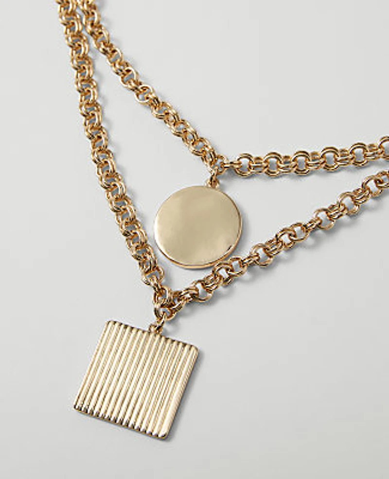 Ann Taylor Layered Pendant Necklace Goldtone Women's