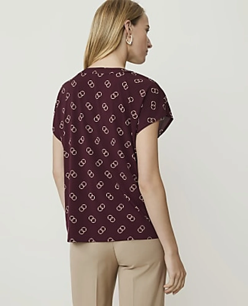 Ann Taylor Geo Pleat Front Top Purest Plum Women's