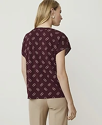 Ann Taylor Geo Pleat Front Top Purest Plum Women's