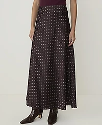 Ann Taylor Petite Geo Print Maxi Skirt Satin French Mocha Women's