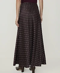 Ann Taylor Petite Geo Print Maxi Skirt Satin French Mocha Women's