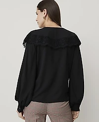 Ann Taylor Lace Cape Collar Blouse Black Women's