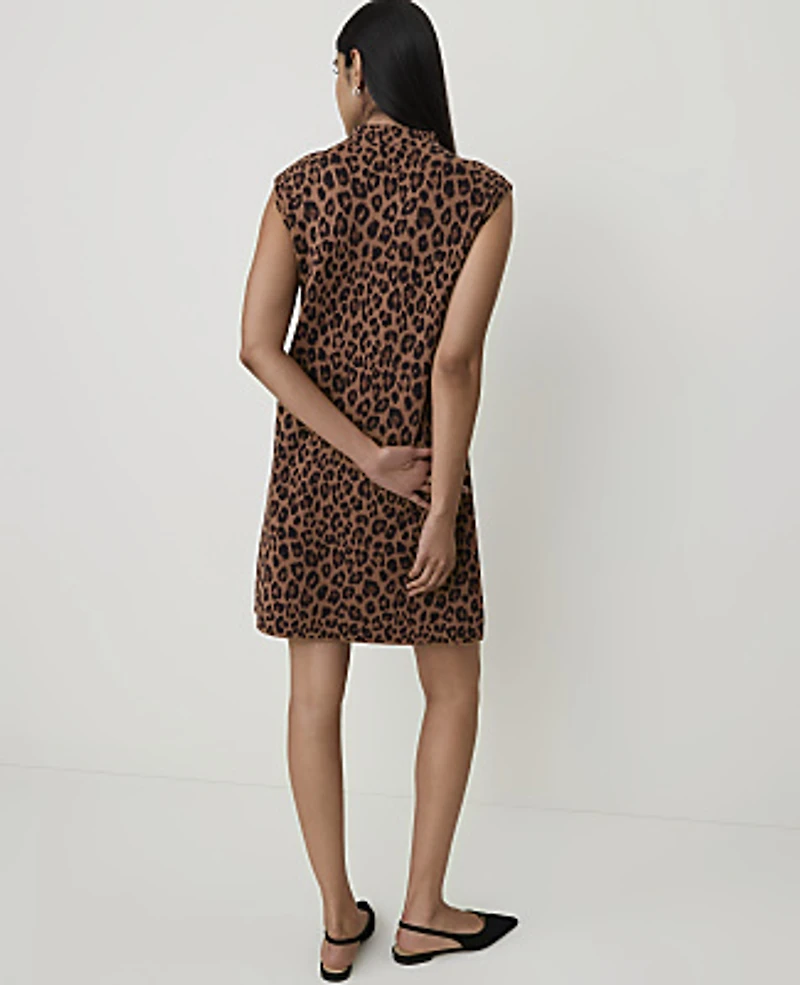 Ann Taylor Animal Print Mini Sweater Dress Brown Women's