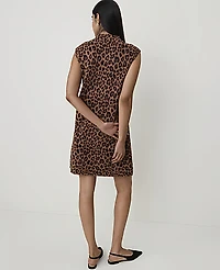 Ann Taylor Animal Print Mini Sweater Dress Brown Women's